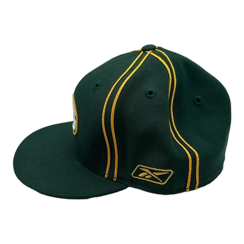 Reebok NFL Green Bay Packers Football Fitted Hat Cap 100%‎ Wool Size 7 1/2